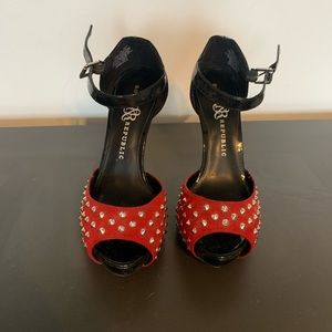 Red and Black studded heels size 7.5